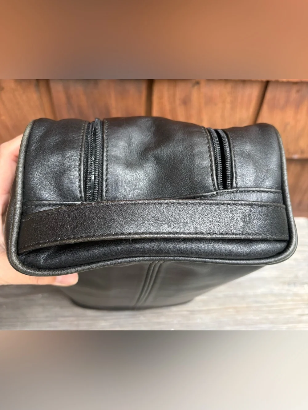 90s Vintage Coach Double Zip Travel Kit Overnight Toiletry Dopp Black